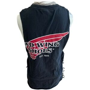 Red Wing Shoes Deconstructed‎ side front tie t-shirt black fron back Hit fits S